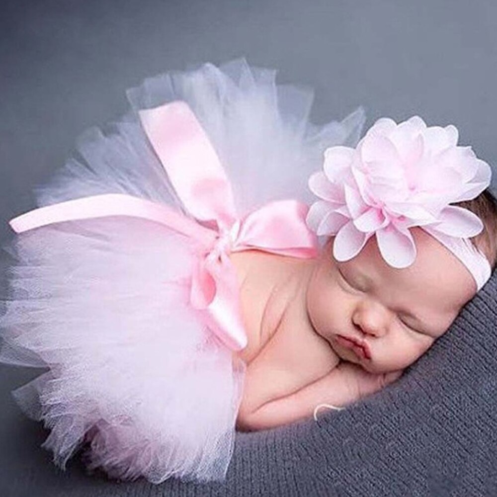 Kinderen Fotografie Kostuum Pasgeboren Bladerdeeg Rok Baby Bunny Tule Tutu Rok En Bloem Hoofdband Props Baby Verjaardagscadeautjes