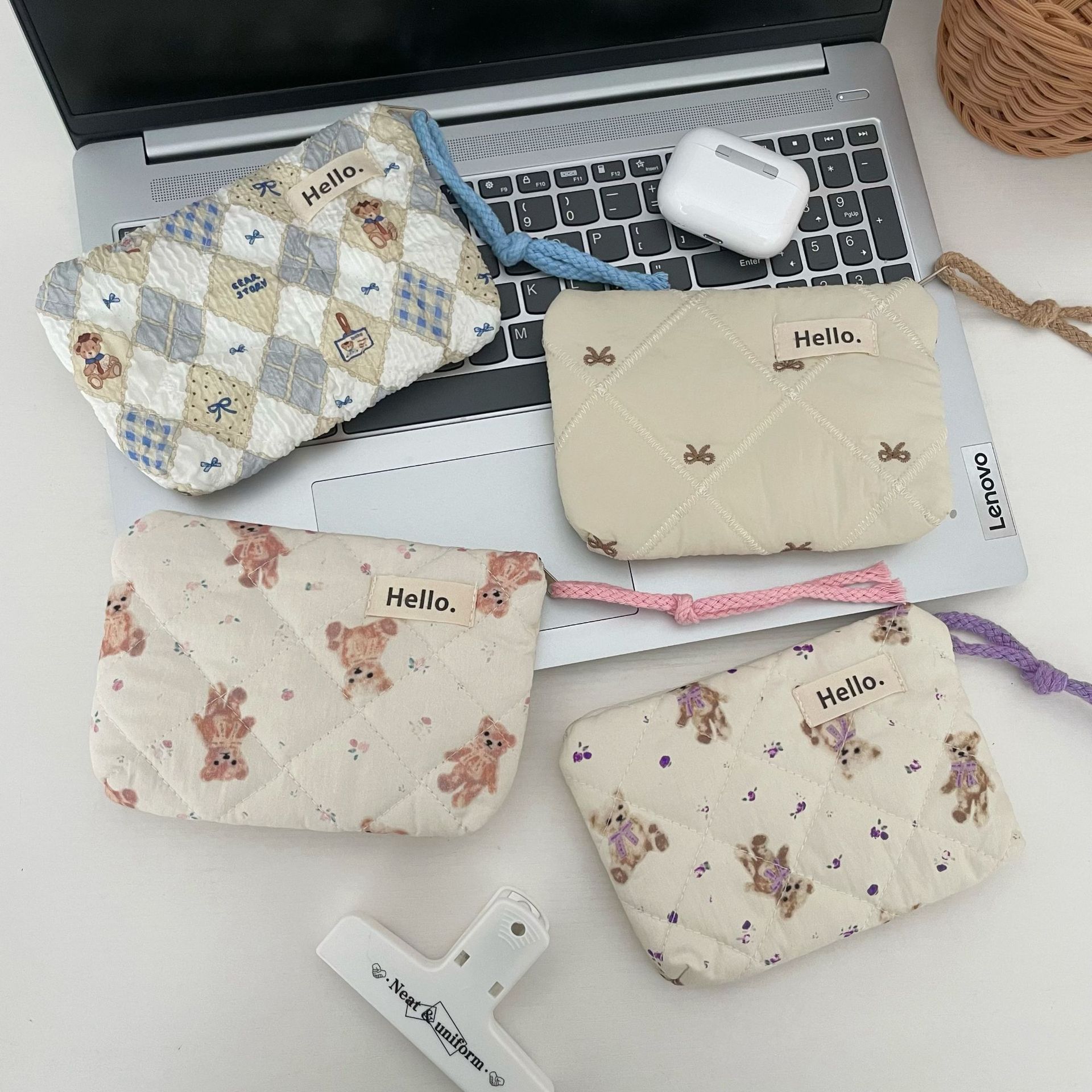 Ladies' Coin Purse Cute Kawaii Teddy Bear Strawberry Puppy Cat Mini Portable Travel Wallet Lipstick Earphones Card Bag