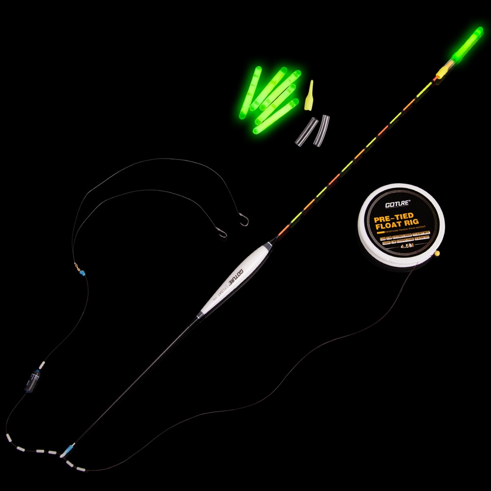 Goture Fishing Floats+Pre-tied Fishing Rig with Main Line/Leader/Hook+Fishing Light Stick Float for Carp Fishing Tackles