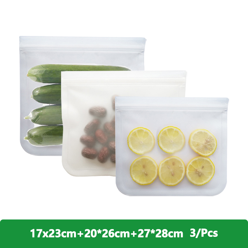 1/2/3/5Pcs Reusable Food Freezer Bags Leakproof Silicone Ziplock Bags BPA Free Meat Fruit Veggies Storage Bag Dishwasher Safe: Orange