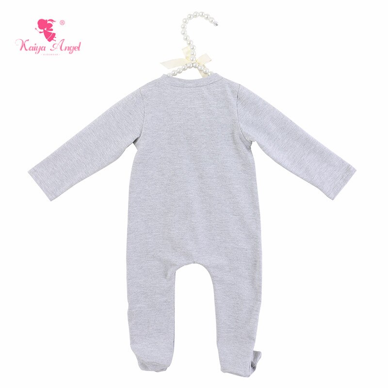 Ángel Kaiya-Footies para bebé recién nacido, NB ~ 24M, ropa para niño de primavera y otoño, algodón de estilo Simple gris, 5 unidades/lote, de fábrica