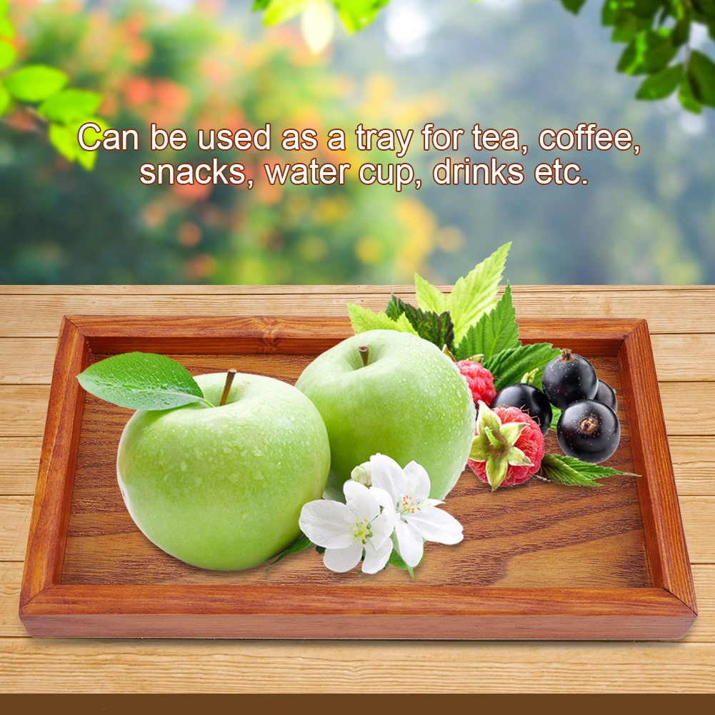 Rectangle Wooden Tray Breakfast Food Dinner Dessert Tea Tray Plate Storage Family Kitchen Accessories Organizer