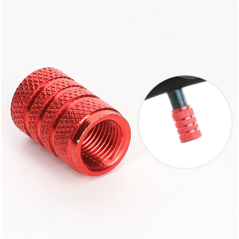 4PC Multi-Color Anodized Machined Aluminum Alloy Motor bike Bicycle Car Tire Valve Cap Dust Covers French Style Presta Valve Cap: B Red 4pcs