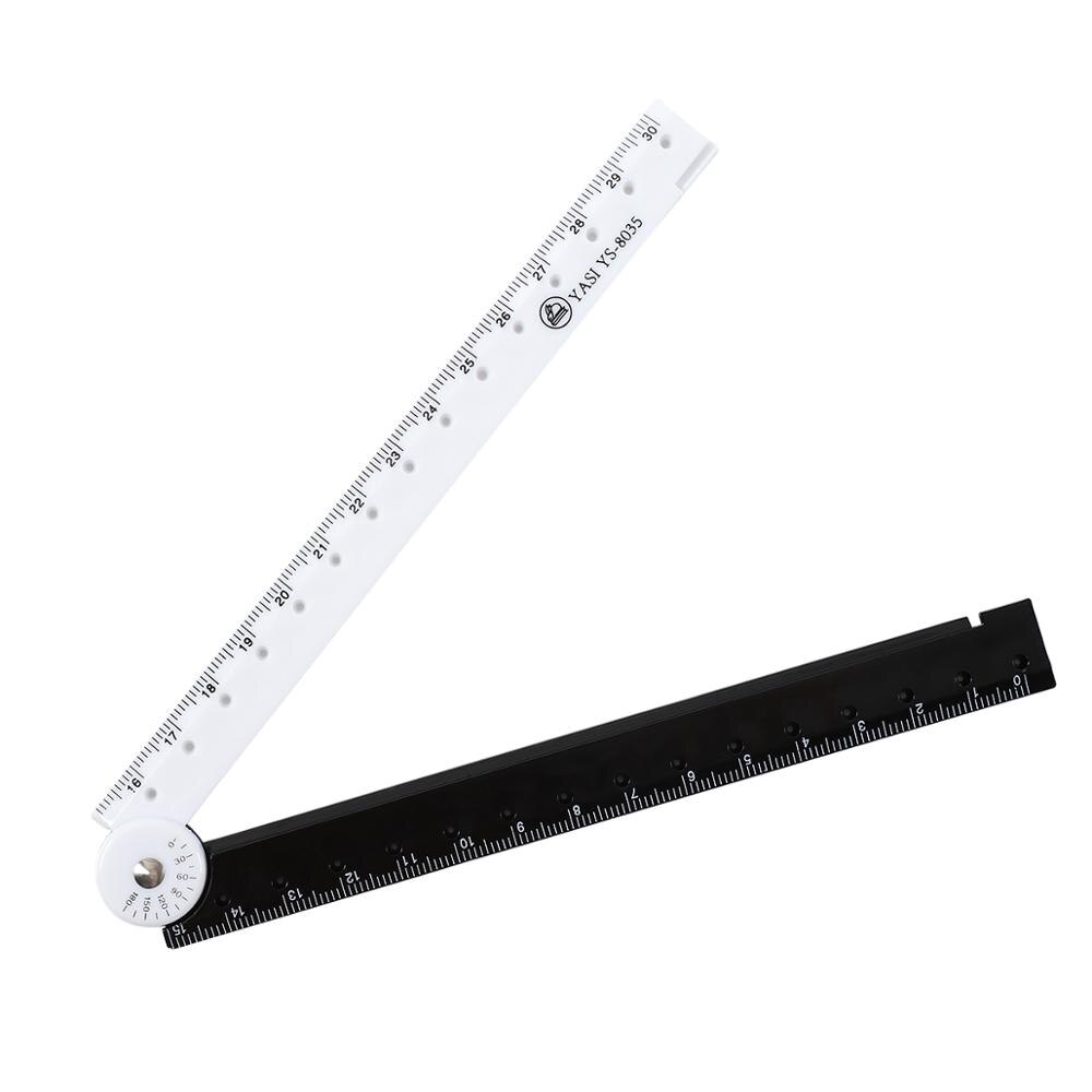 Reglas rectas plegables de plástico, blanco y negro, 30Cm, para estudiantes de dibujo, papelería para niños, suministros escolares, papelería, 1 ud.