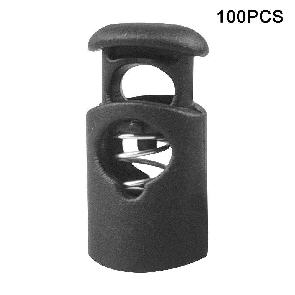 Coulisse Fermacorda E Ganci Caricato A Molla di Blocco Dei Bagagli Cordino di Fissaggio Bottoni Mini Singolo Foro Vestiti di Plastica Toggle di Slittamento Non: L 100pcs