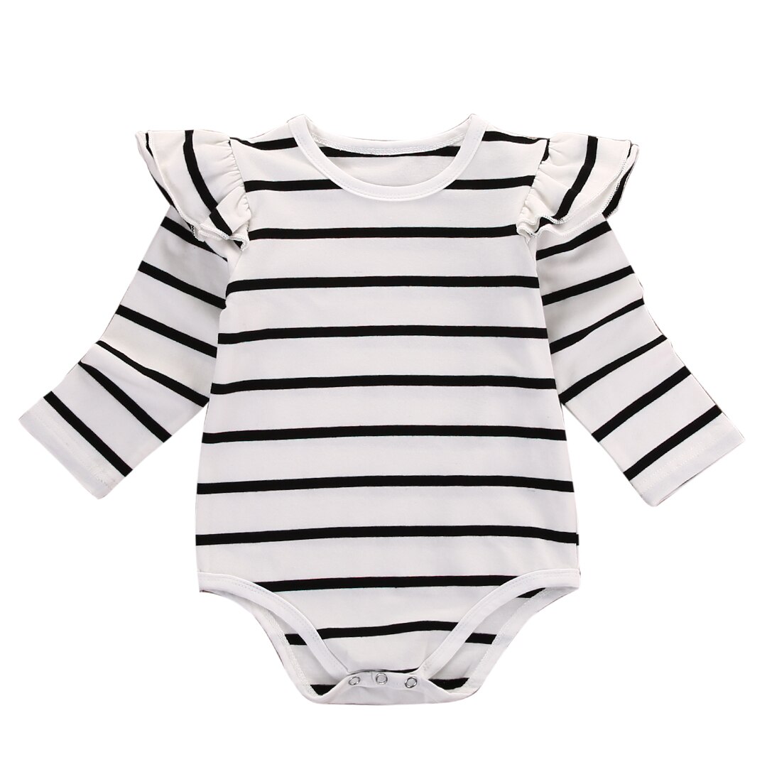 Pudcoco rayado recién nacido bebé niño niña algodón mono trajes ropa de bebé: White / 3M