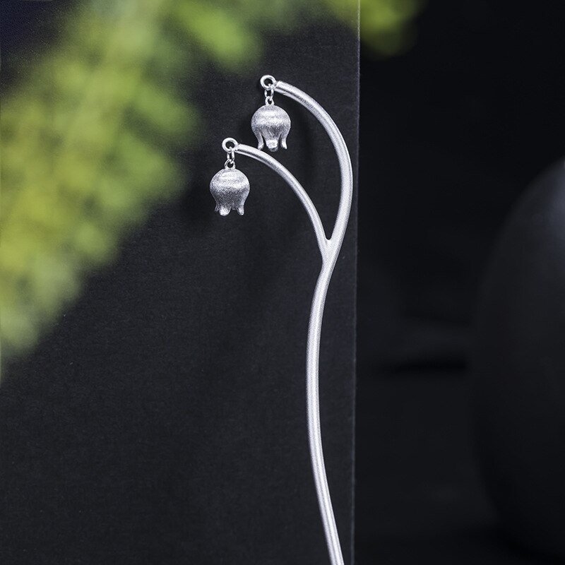 S925 Sterling Zilveren Antieke Hanfu Haaraccessoires Vrouwelijke Retro Lelie Van De Vallei Plaat Haarspeld Bloem Stap Schudden Sieraden Wh