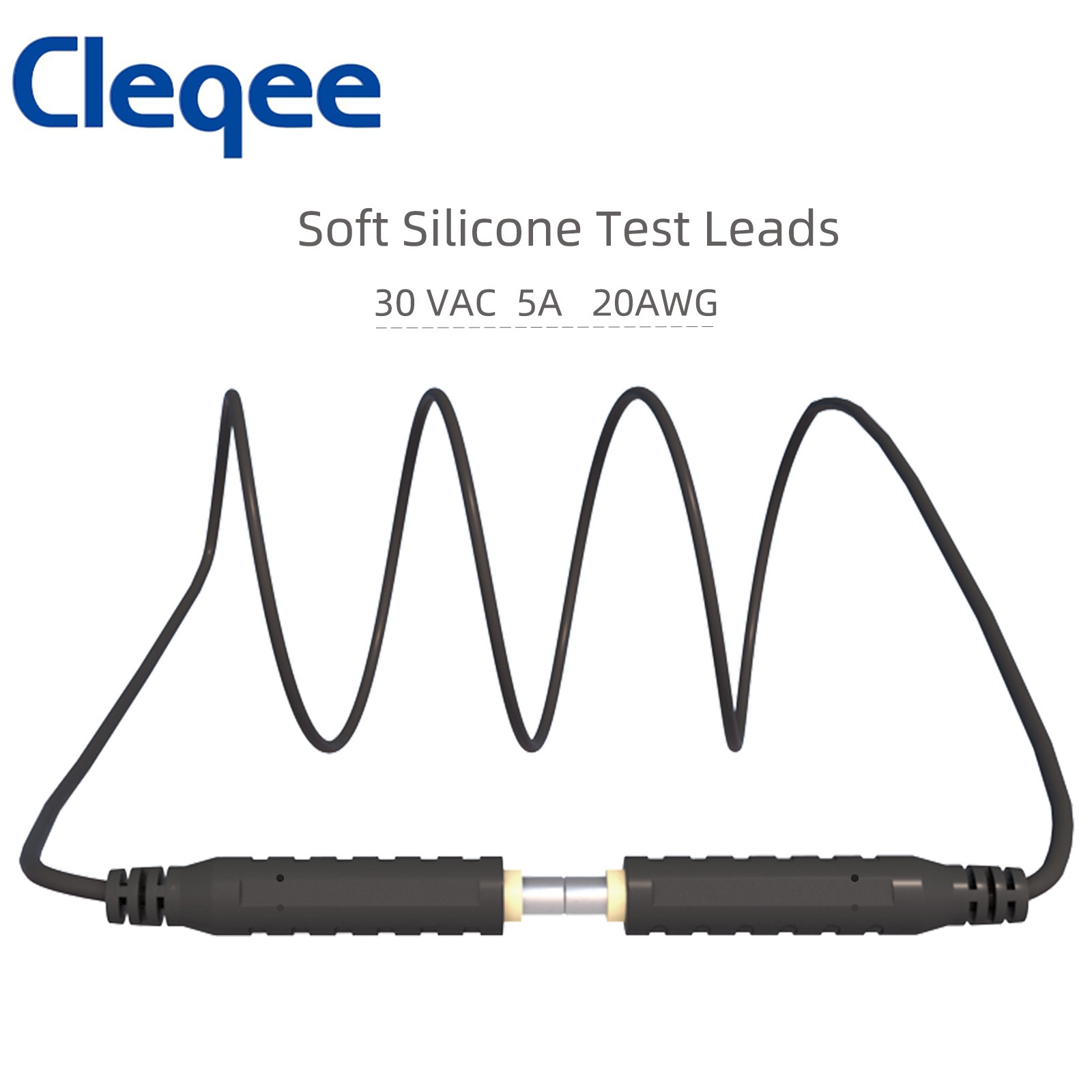 Cleqee HVAC Wire Magnetic Test Leads 30V 5A Low Voltage Magnetic Jumper 20AWG Silicone Cable 1M Black T10005.2
