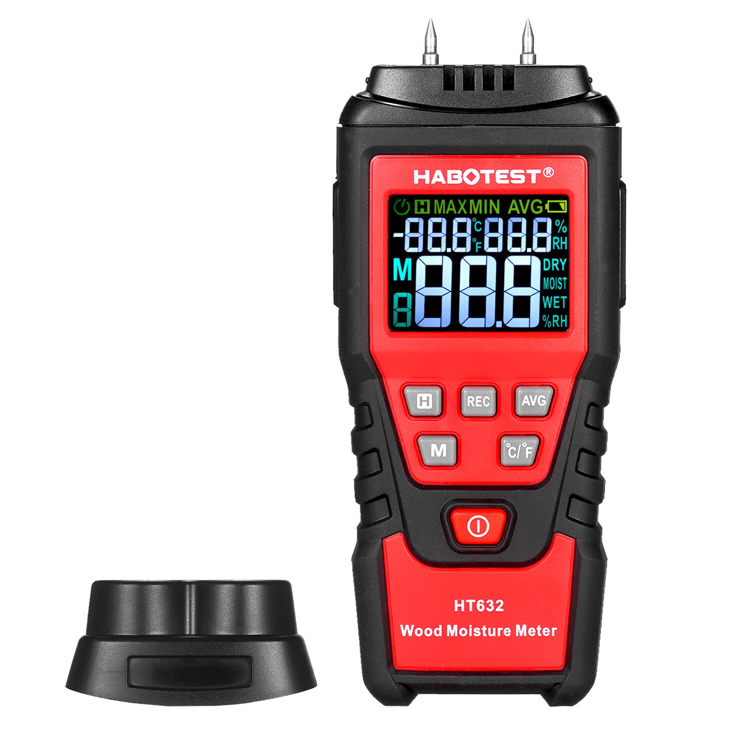 Digital Wood Moisture Meter with 2 Pin Probe Wood Moisture Tester with Backlight Thermometer Hygrometer Wood Humidity Tester