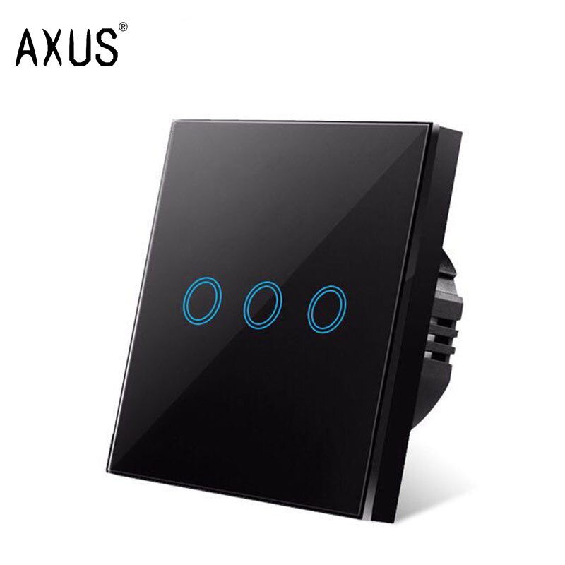 AXUS AC110-220V Touch Switch EU Standard White Crystal Glass Panel Light sensory Switch wall lamp touch Switches LED backlight