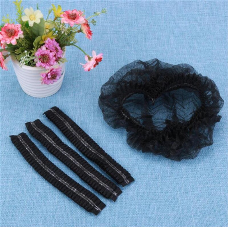Gorro de ducha desechable no tejido para hombre y mujer, gorro de pelo plisado elástico para Spa, salón, baño, barbería y Hotel, 10 Uds.: Negro