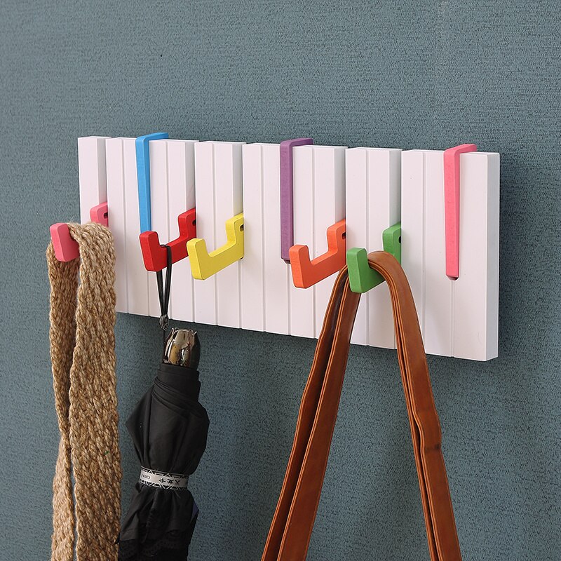 Portemanteau mural en bois, porte-manteau pour clés de Piano, porte-manteau mural, décoration murale, porte-clé, porte-chapeaux, étagère de rangement en bois: 50cm Multicolor