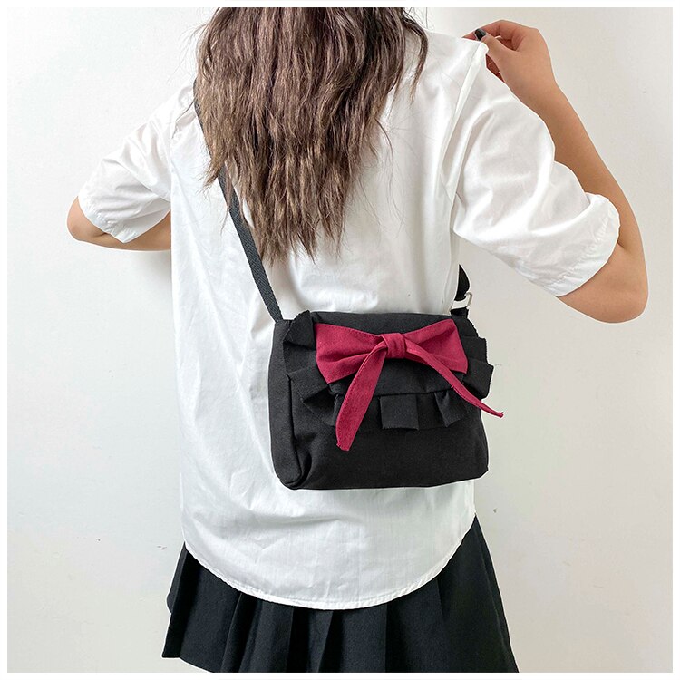 Leuke Uniform Tas Meisje Kleine Verse Canvas Enkele Schouder Messenger Kleine Tas