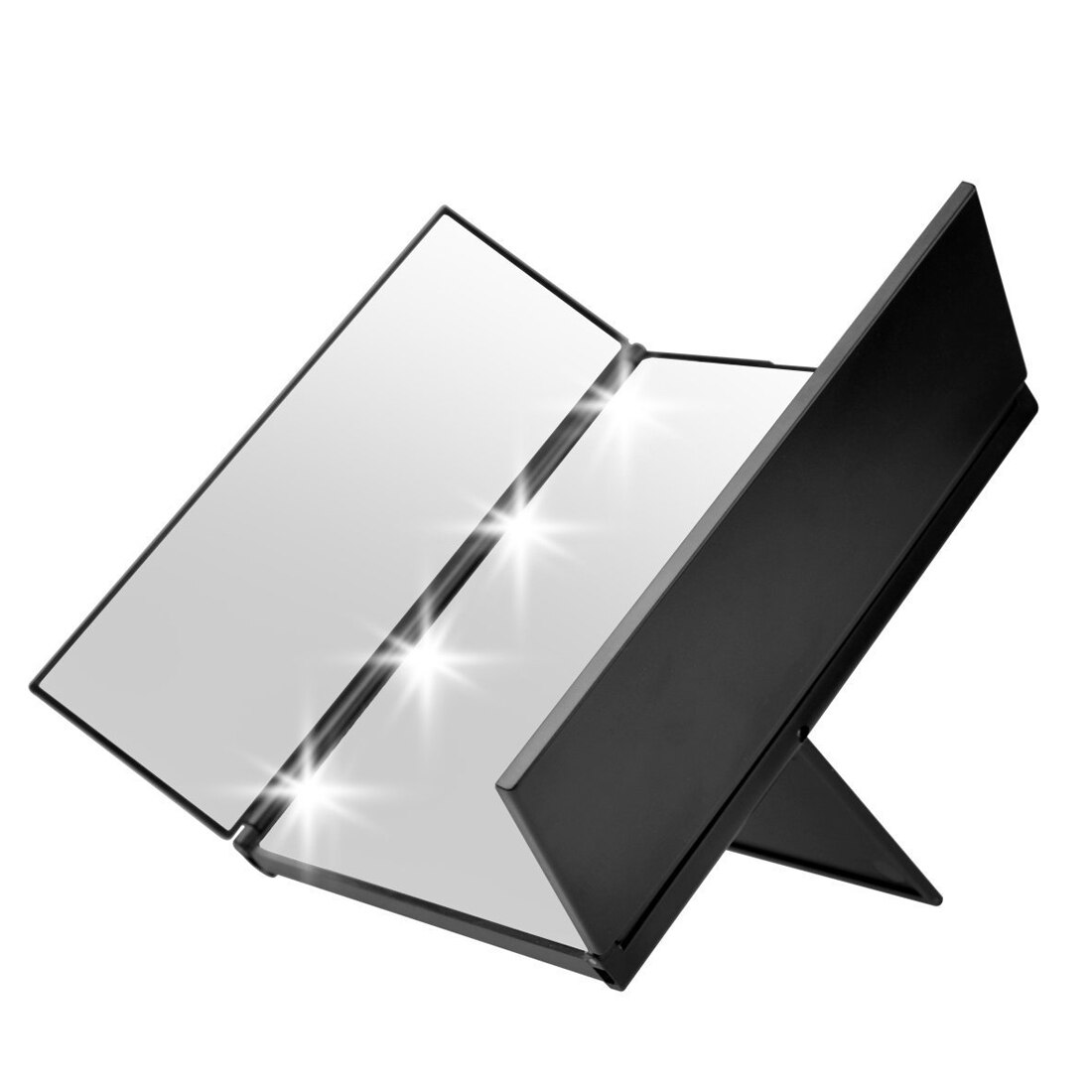 Top Tri-Fold Illuminated LED Lighted Vanity Mirror Makeup Wide View Portable Travel Pocket Compact Led Mirror