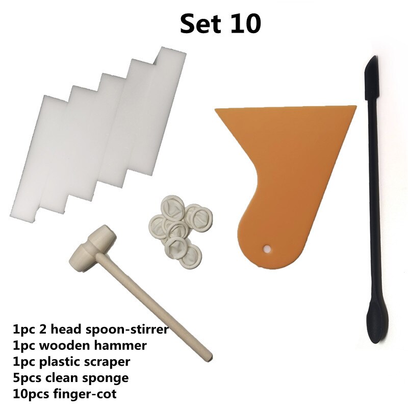 DIY Mosaic Tiles Tool Set Multiple Optional Sponge Trowel Silicone Strrier Plastic Scraper Wooden Hammer Finger-Cot Clean Sponge: Set 10