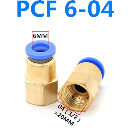 Conector rápido neumático, conexión de aire para 4, 6, 8, 10, 12mm, tubo de manguera de 1/8 ", 3/8", 1/2 ", 1/4", BSP, rosca hembra de latón: 6-04