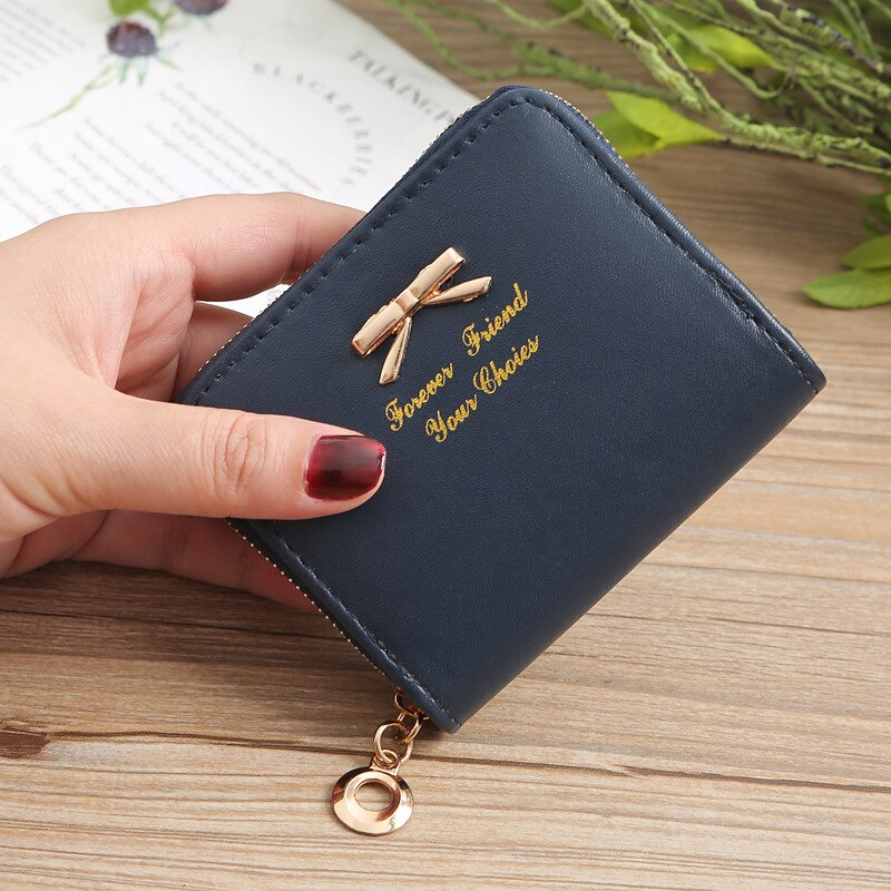 Delle donne del Bicchierino Del Raccoglitore di Bowknot Regalo di Modo Bello Sacchetto Dei Soldi del Supporto di Carta di Credito di IDENTIFICAZIONE Kawaii Della Signora Portatile Per Le Ragazze Piccola Femmina borsa: navy blue