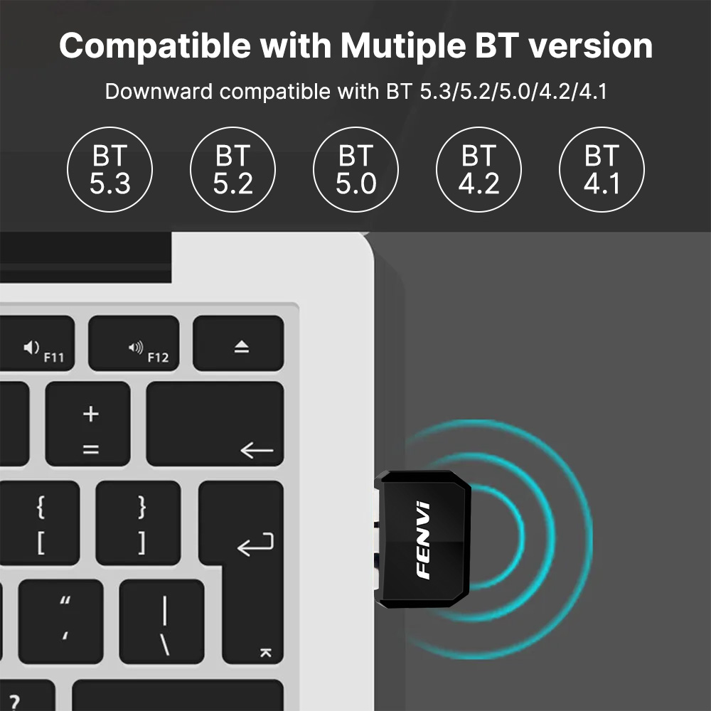 FENVI USB Blue-tooth 5.4 Dongle Adapter Wireless Driver Free For PC Mouse Keyboard Music Audio Card Receiver Transmitter Speaker