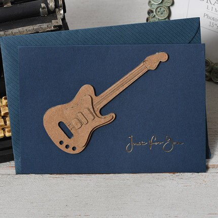 Vintage Kleine Kaart Uitnodiging Kids Party Verjaardagskaart Dad Vaderdag Mini Card: Guita