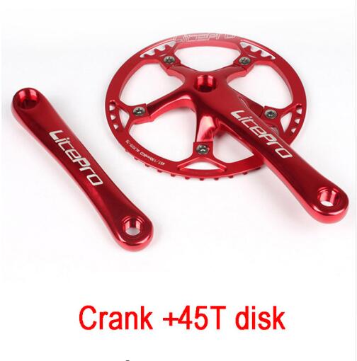 Litepro sykkel kranksett integrert enkelt kranksett krank 45t 47t 53t 56t 58t bcd 130mm for sammenleggbar sykkel sykkel kranksett 170mm: 45t røde