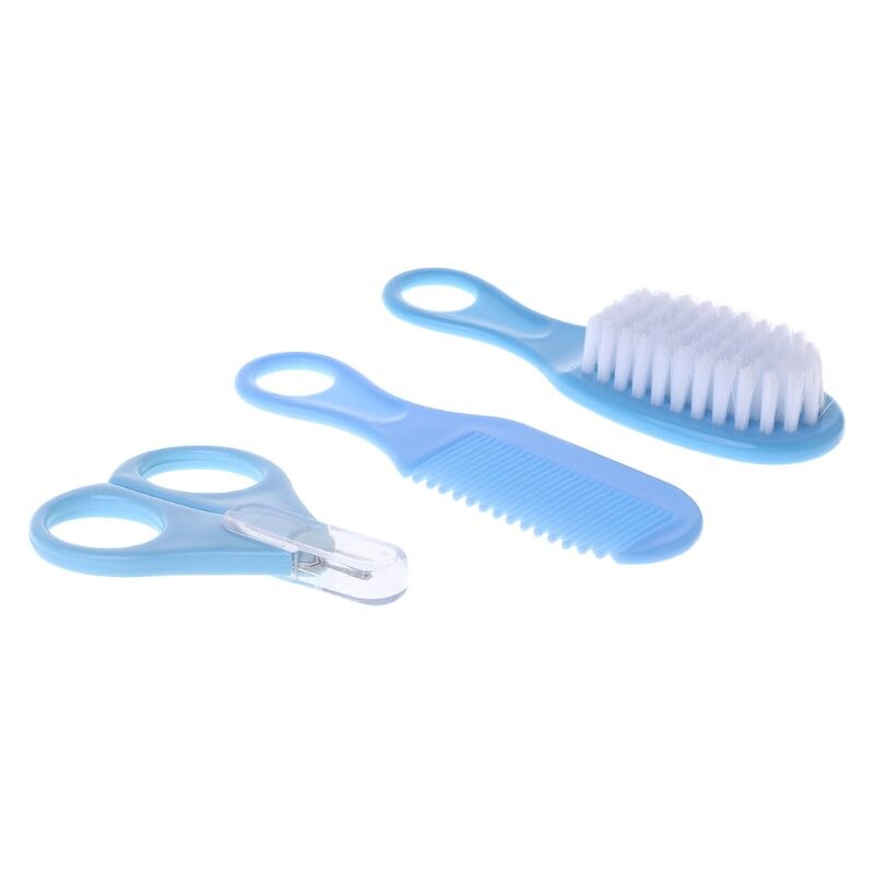 1 Set Baby Grooming Brush Comb Scissors Newborn Kids Nursing Care Nail Cutter Clippers Safe Portable Hair Head L4MC