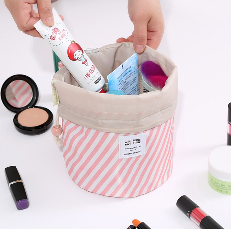 Oxford Lederen Vrouwen Handtassen Mode Reizen Opbergtas Voor Vrouwen Trekkoord Vrouwelijke Cosmetische Zak Bloem Vat Vorm Handtassen