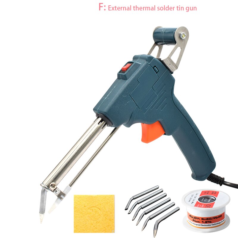 60W 110V/220V US/EU Hand-held Internal Heating Soldering Iron Automatically Send Tin Gun Soldering Welding Repair Tool: Green / EU