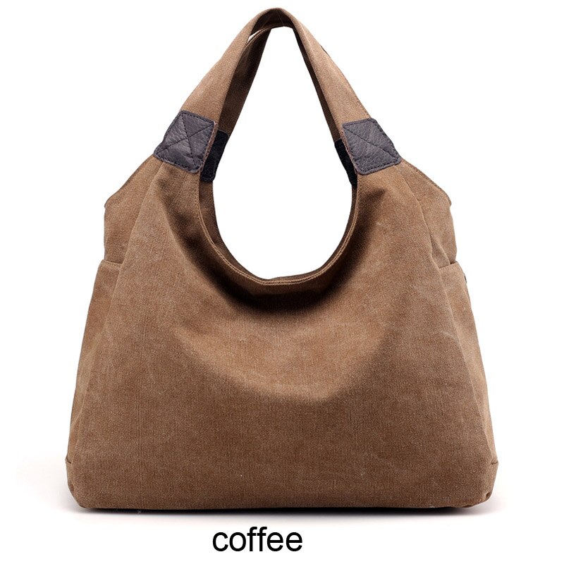 Piler grote tassen dames hobo canvas rits dames handtas handtassen merken casual schoudertas dames shopper handtassen tas: Koffie / Klein