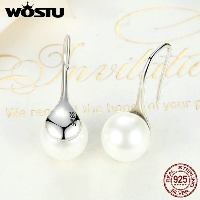 WOSTU Mode 100% 925 Sterling Zilveren Oorbellen Voor Vrouwen Fijne Sieraden Voor Vriendin