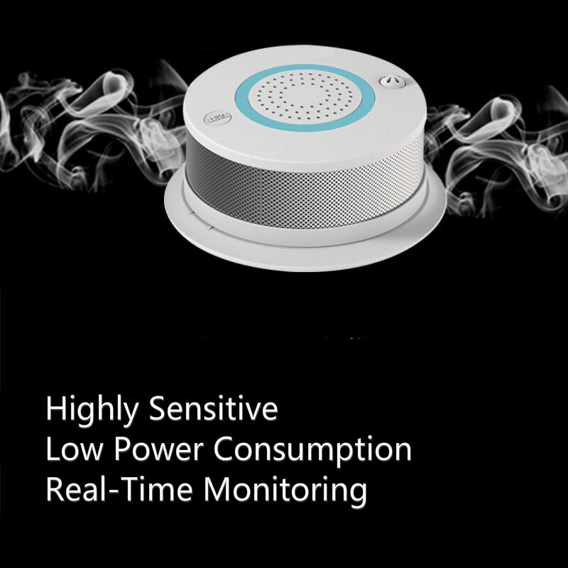 WiFi Smoke Temperature Detector Sensor,Fire Protection Smokehouse Combination Fire Alarm Home Security System Smart Home