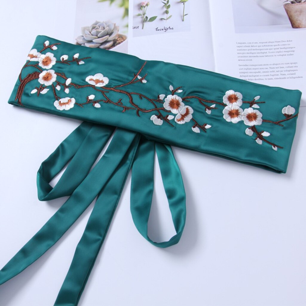 Japanese Style Obi Belt Women Floral Corset Sash Tie Wide Waistband Belt