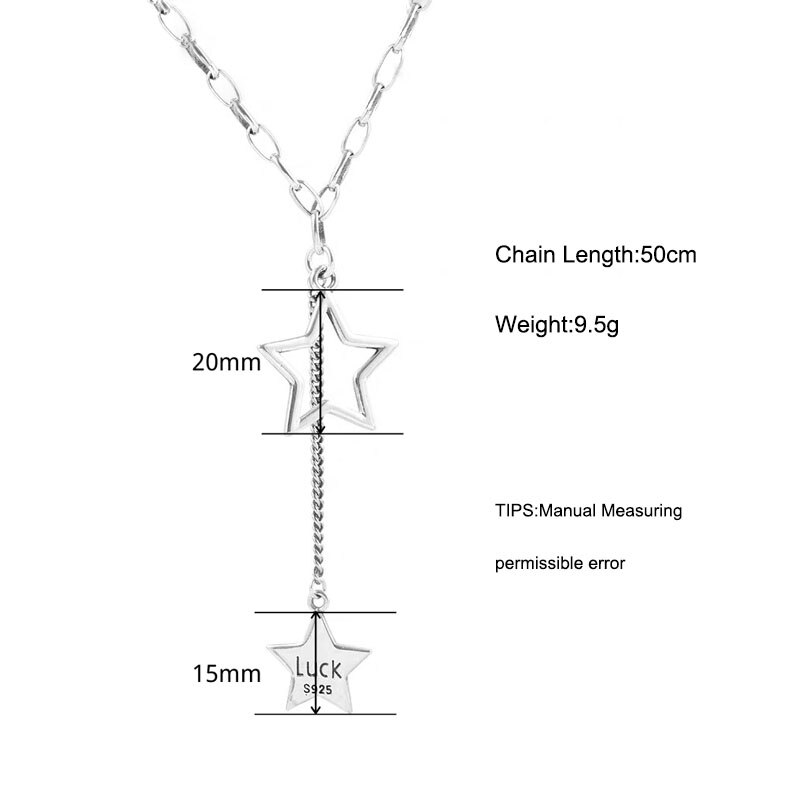 Collar largo de Plata de Ley 925 con letras de buena suerte para hombre y mujer, colgante de plata tailandesa, joyería S-N595