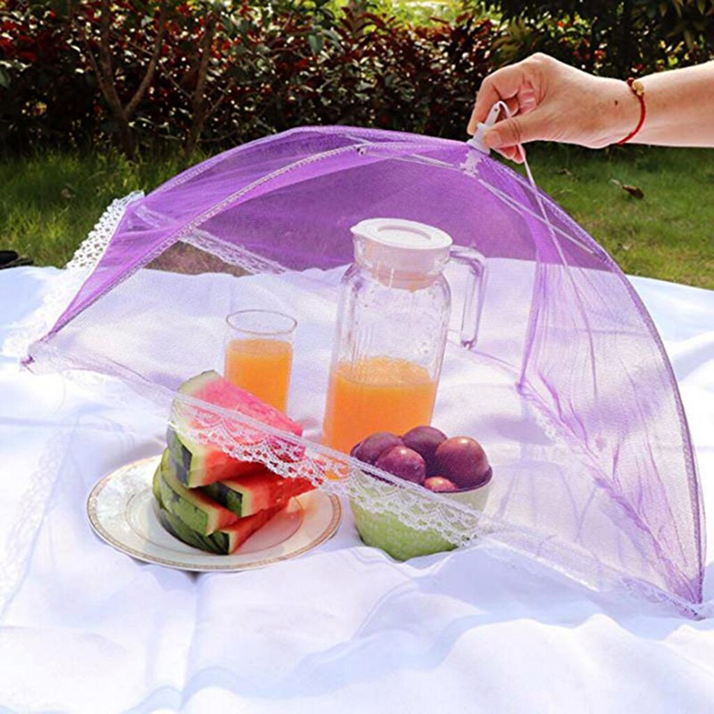 Screen Food Cover Tent for Parties Picnics, BBQs, Camping, Outdoor, Reusable and Collapsible: Rose Red