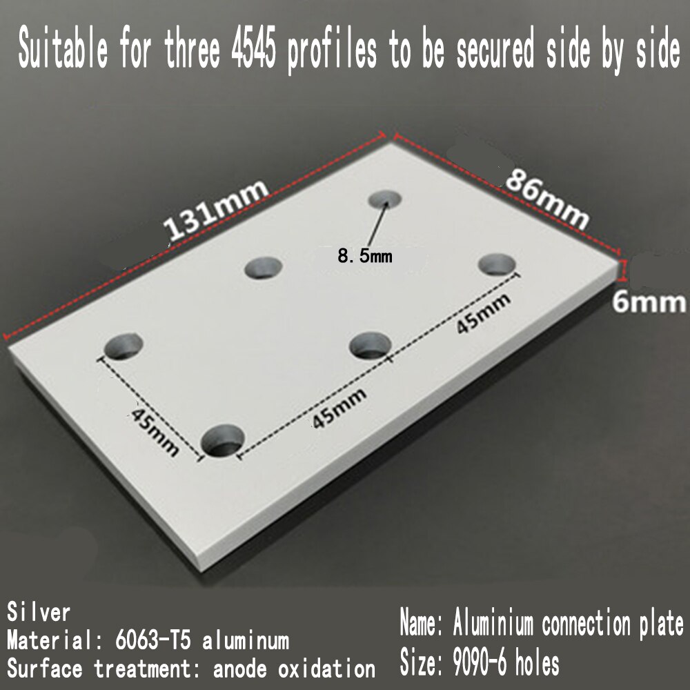 Vertical connecting plate aluminum profile reinforcement plate /3030/4040/4545/6060/8080/9090 hole one word connector: 9090-6 Hole