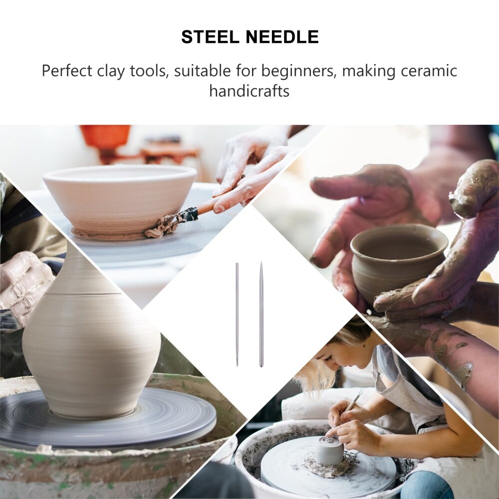 2 Pcs Stainless Steel Clay Modeling Needles Polymer Clay Modeling Tools