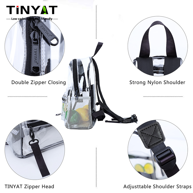 TINYAT Clear Transparent Backpack for Women, Female Cute Ita School Bag, Waterproof and Fashionable, Ideal for Sports, Concerts