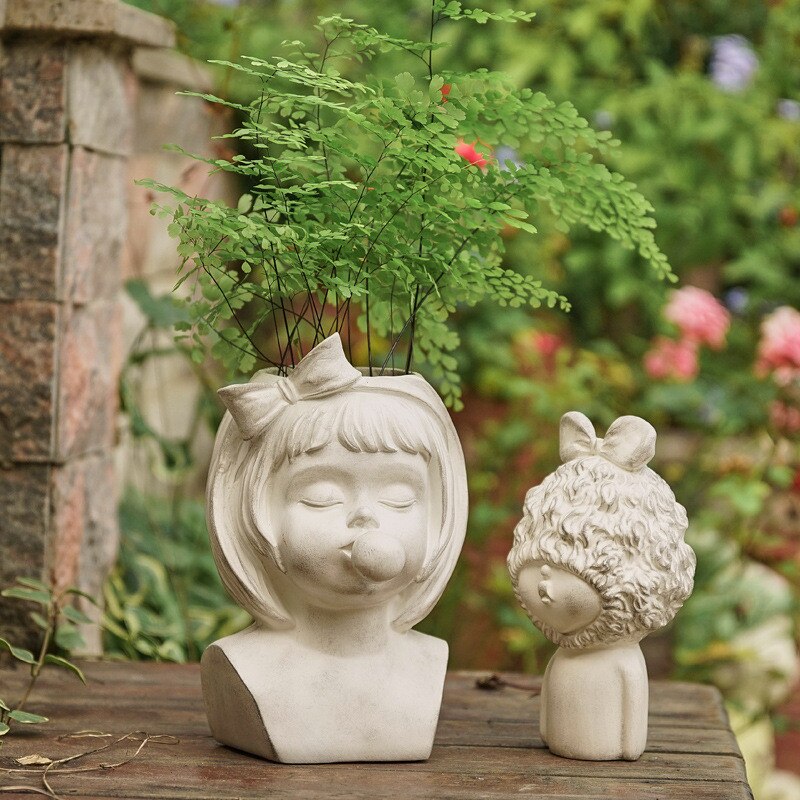 Harts blåser bubblor flicka kruka trädgårdsarbete prydnadssaker krukväxter suckulenter hemtillbehör trädgårdar utomhus blomkrukor bonsai
