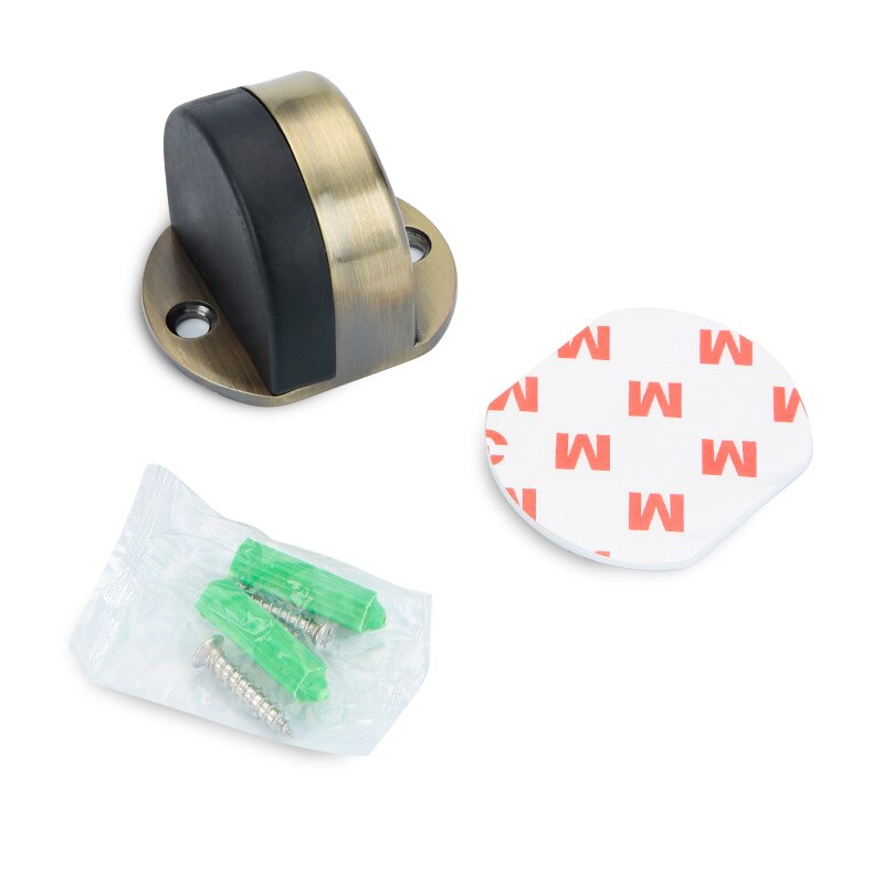 NAIERIDI Non-punch Sticker Water-proof Door Stop Stainless Steel Door Stopper Hidden Rubber Door Stop Furniture Door Hardware: Green Bronze