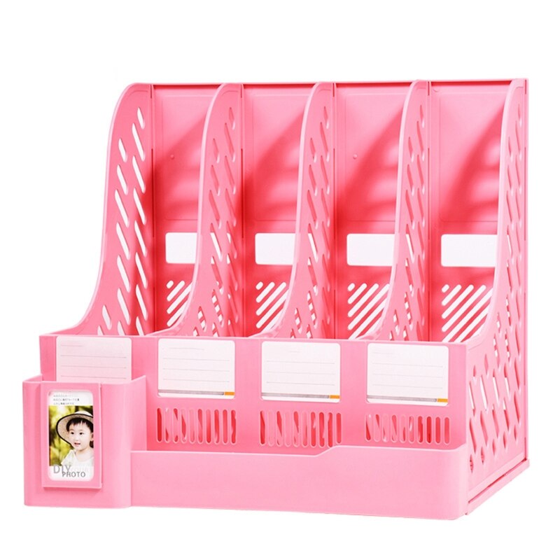 Organizador de sobremesa T8WC, archivador Vertical de 4 capas, organizador de documentos: Pink