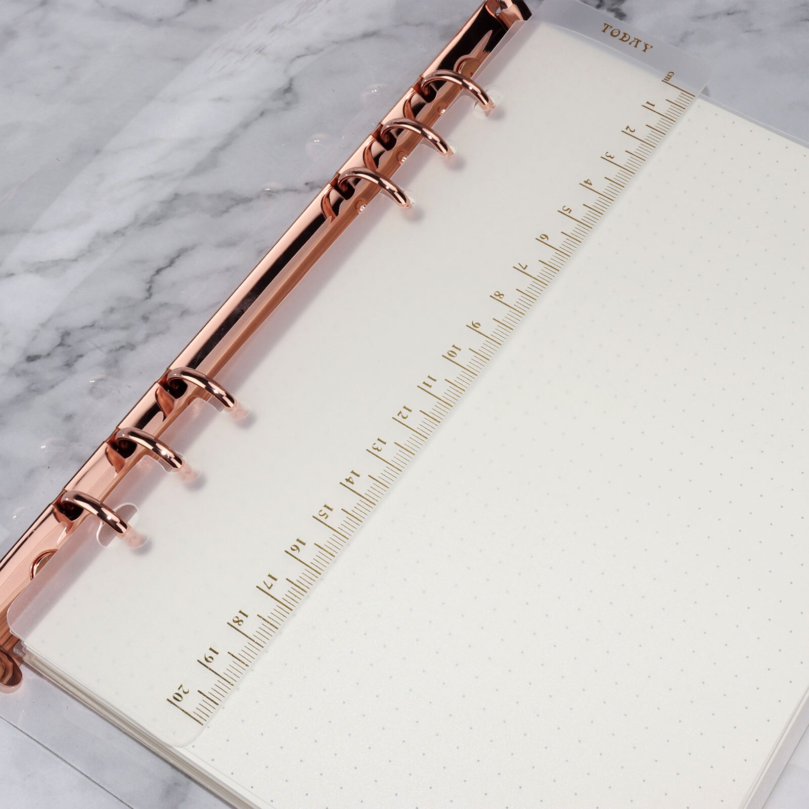 Classeur à feuilles mobiles en PVC Transparent, 6 anneaux, Clips de reliure en or Rose, grand carnet A5, ensemble de Journal planificateur