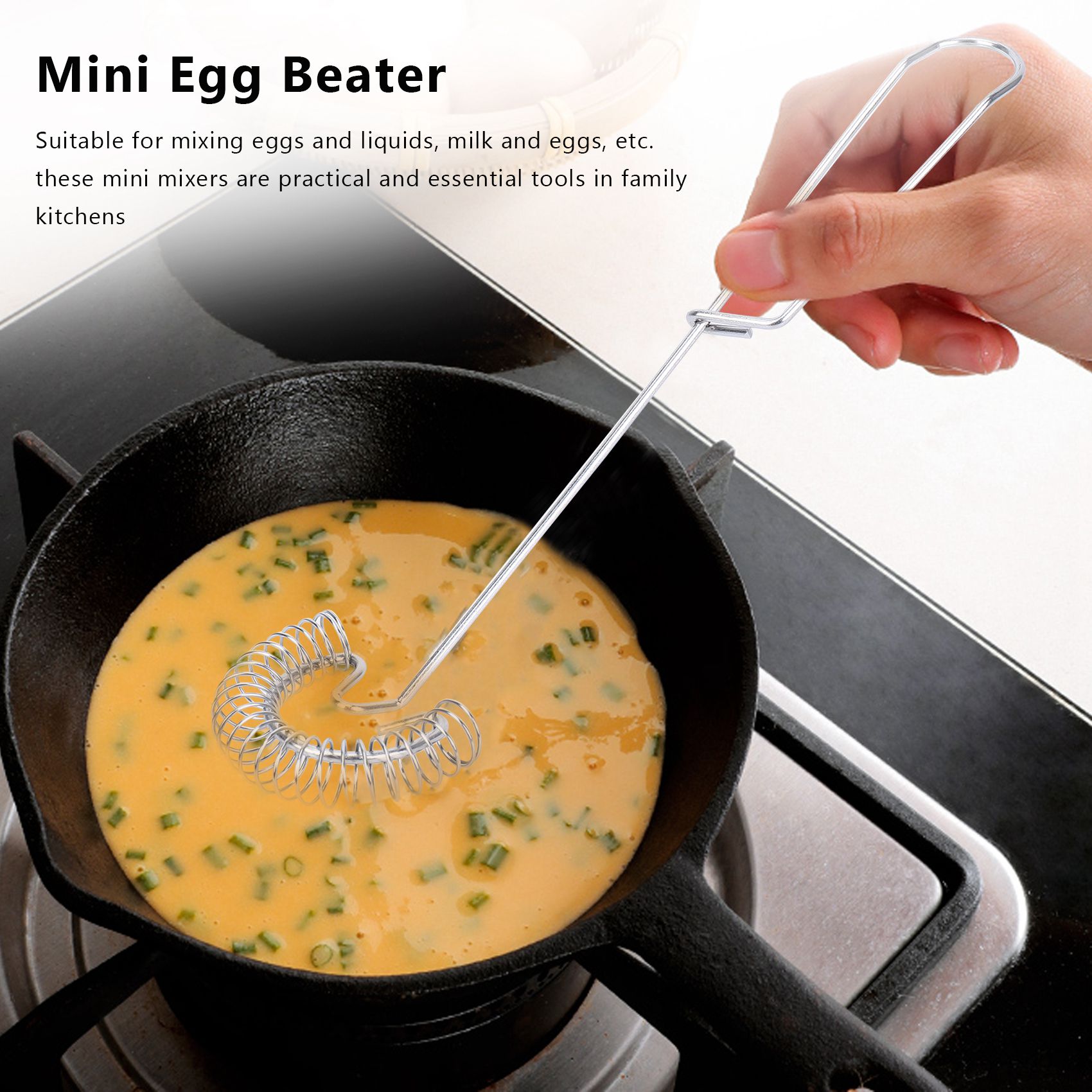 2 Pieces Whisk Egg Small Whisk Whipper Stainless Steel Egg Whisk Flat Spring Coil Whisk Egg Frother, Milk and Egg Beater