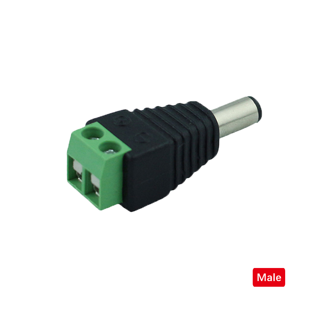 Connecteur d'alimentation 12V DC, 5 pièces, prise mâle femelle, baril 2.1mm x 5.5mm, adaptateur pour caméra de vidéosurveillance, Terminal d'alimentation de bande LED: vert militaire