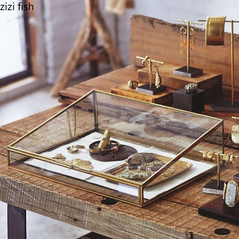 Paniers de rangement nordiques, verre, cuivre, boîte de rangement, organisateur pour la maison pour bijoux, collier, présentoir de Dessert, présentoir, décoration