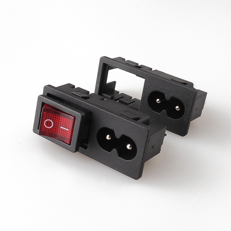 Lz -8-29 2p iec stikkontakt  c8 kontakt med lampe med vippebryter