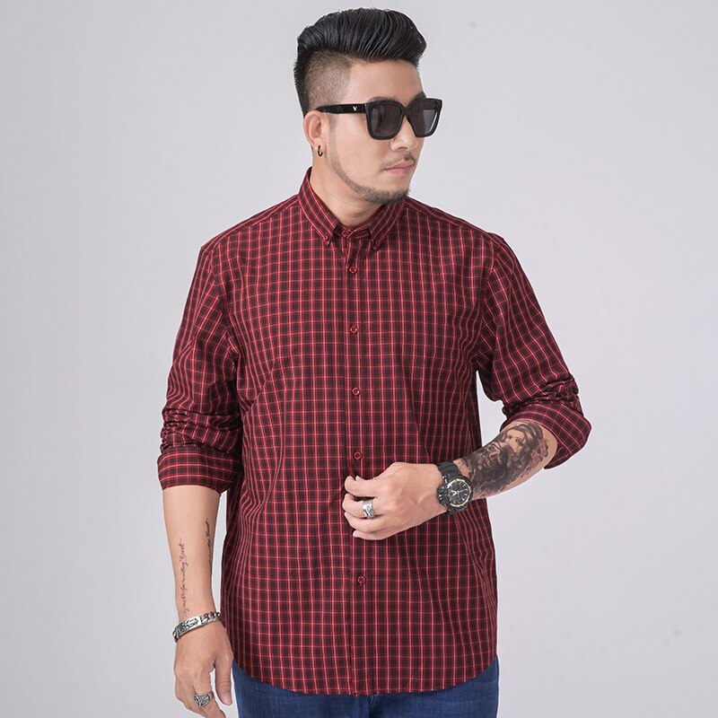 Plus size 7xl 8xl 10xl merk heren overhemd met lange mouwen rooster business casual herfst los overhemd heren blauw rood