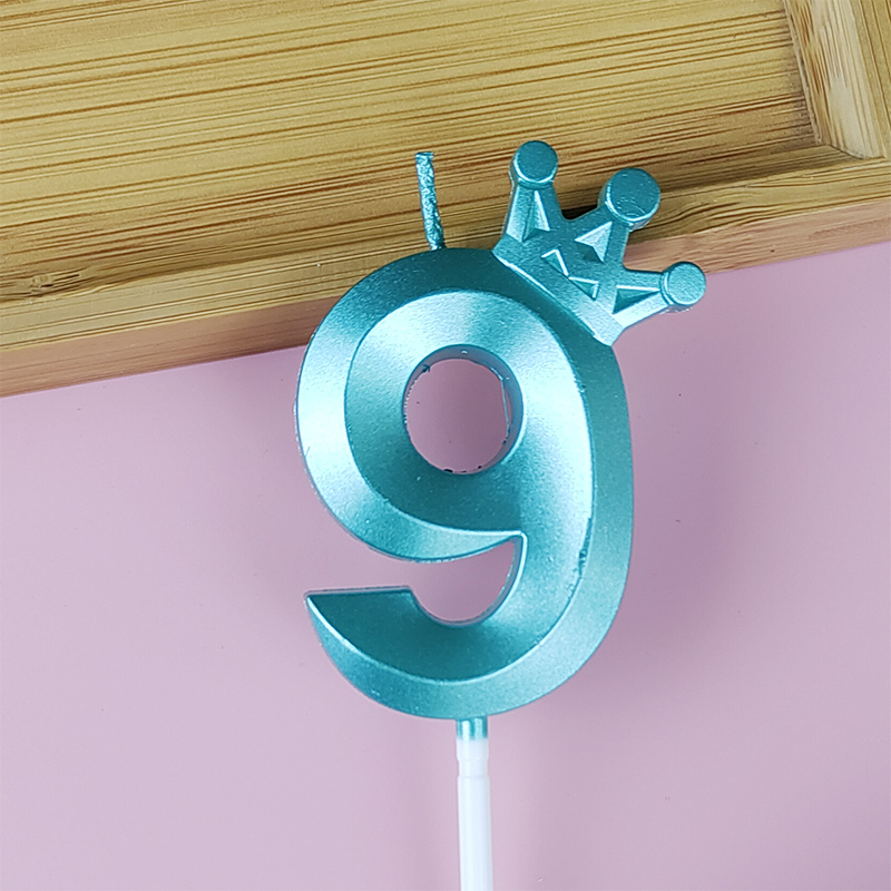 Tiffany Blue Cake Number 0-9 Candle Crown Birthday Boy Prince Party Celebration Birthday Cake Decoration: plum