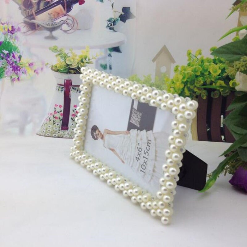 Luxury White Pearl Resin Photo Frame 3inch/6inch/7inch Picture Frame Heart Suqare Rectangle Shape Frame for Standing on Table
