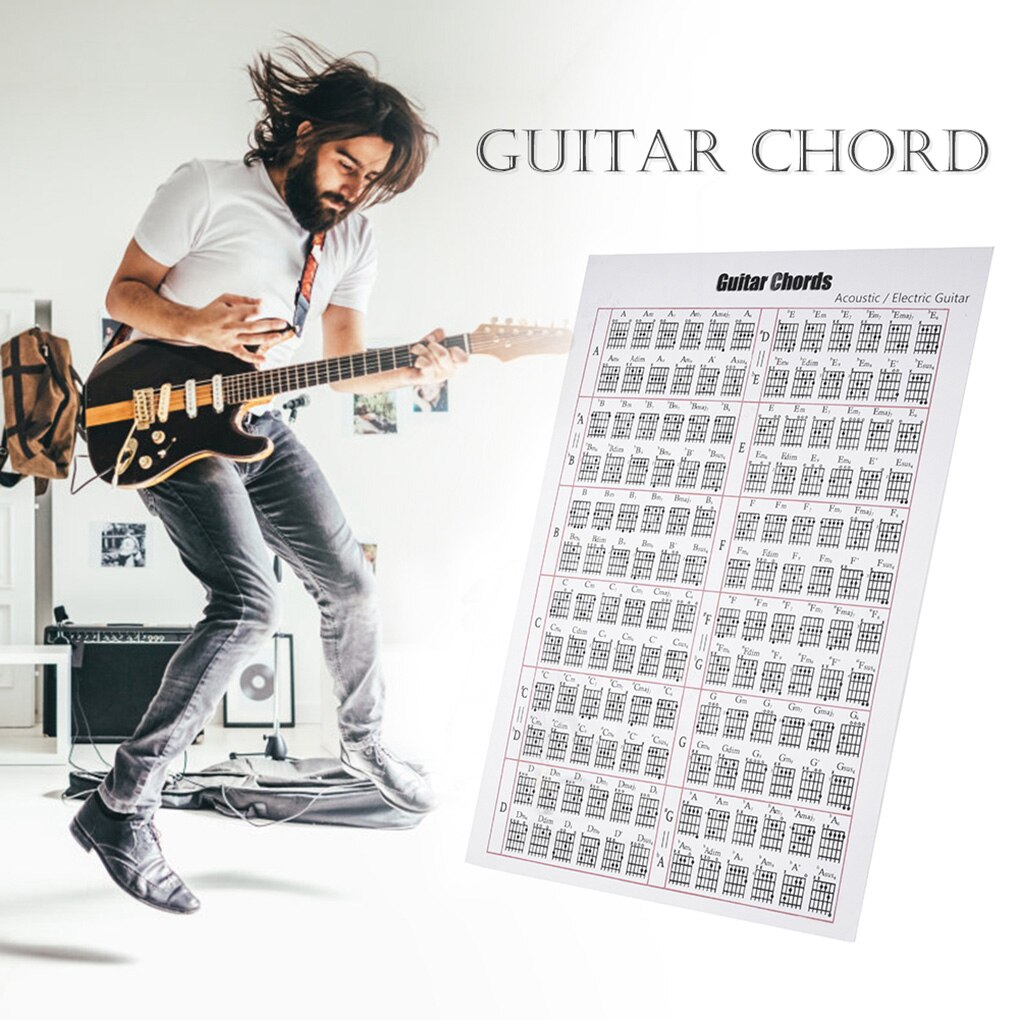 Guitar Chord Chart Classical/Folk Music Learning Aid Poster Reference Tabs Chart Cheatsheets