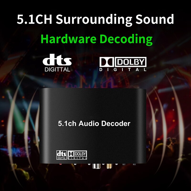 Dac 615 dts digitale 5.1cho -gear decoder converter bluetooth 5.0 usb-muziekspeler spdif optische coaxiale ingang eu-stekker: Default Title
