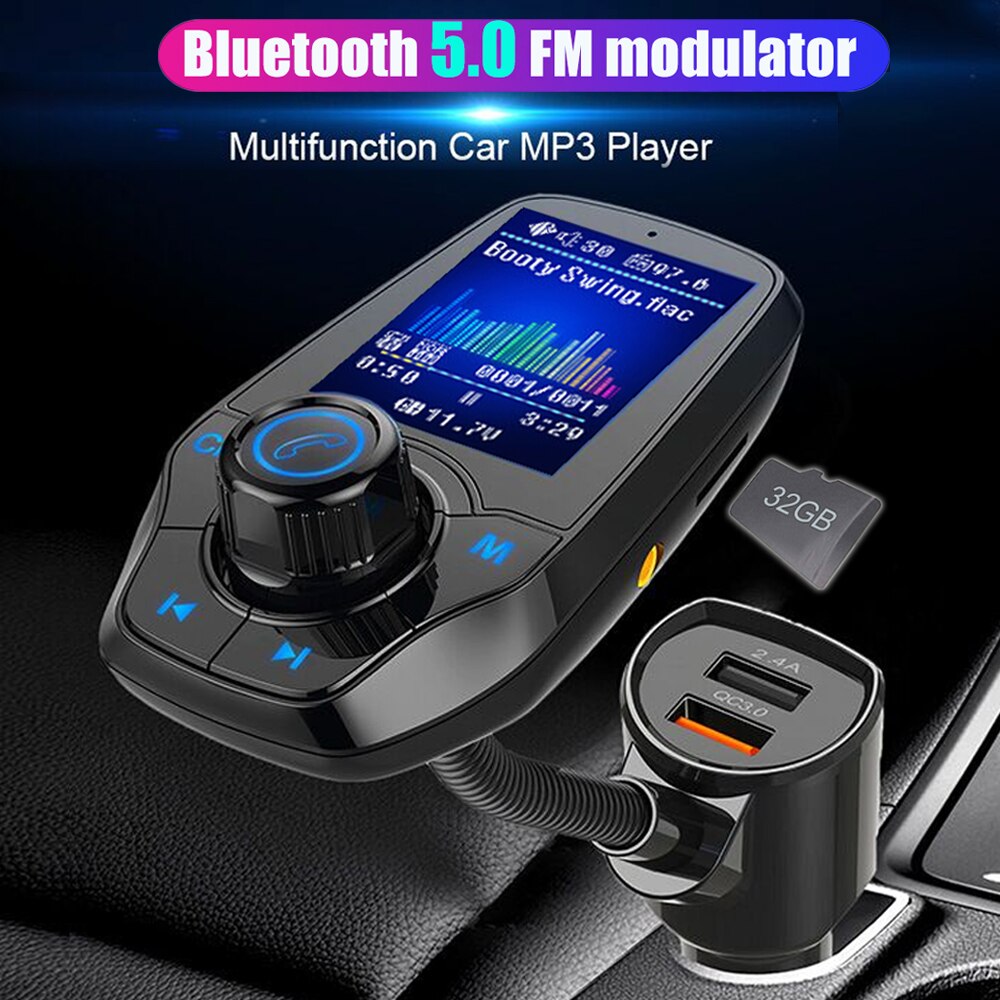 JINSERTA 3.5mm AUX FM Modulator Bluetooth Carkit MP3 Speler Dual Usb-poorten QC3.0 Quick Charger 1.8 "TFT display handsfree